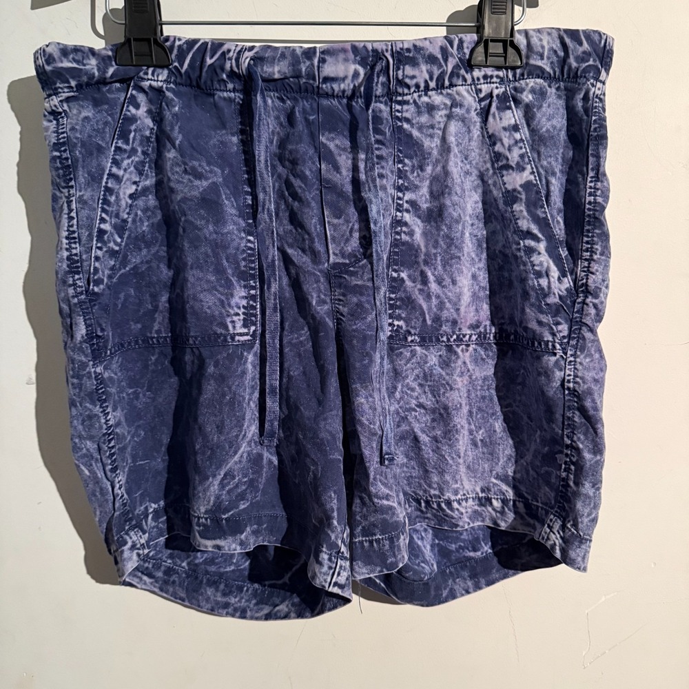 Soft Surroundings XS Drawstring Waist Shorts Chambray Mineral‎ Wash